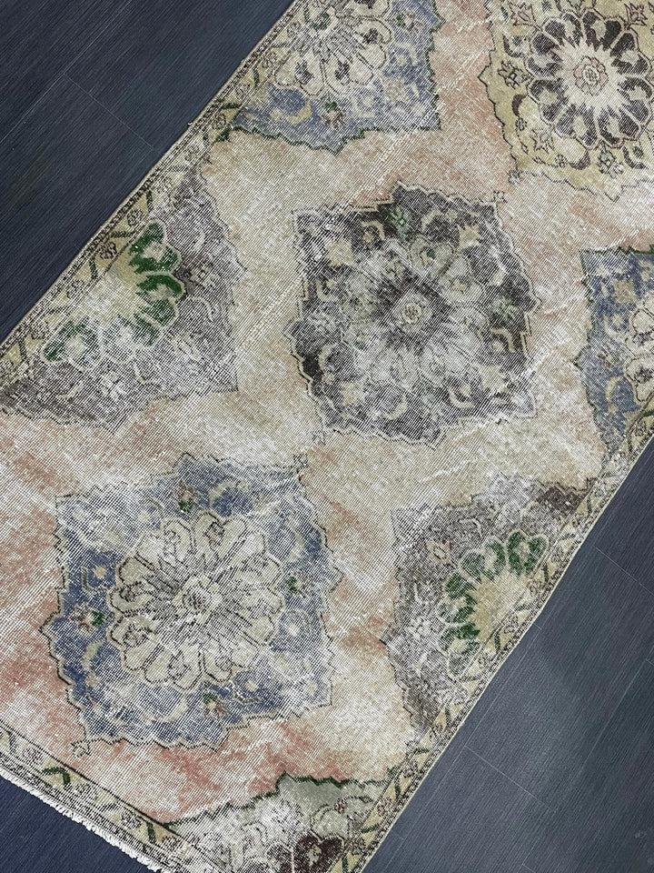 Beige Turkish Runner Rug 3' 9" x 11' 9" Hand-Knotted | No. WR74797