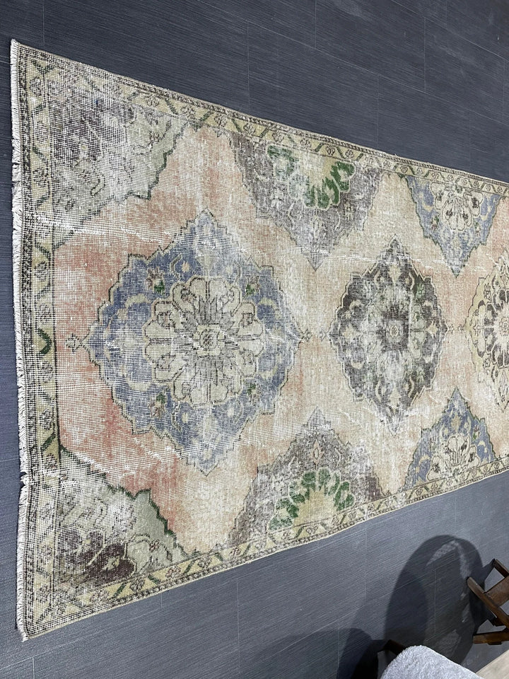Beige Turkish Runner Rug 3' 9" x 11' 9" Hand-Knotted | No. WR74797