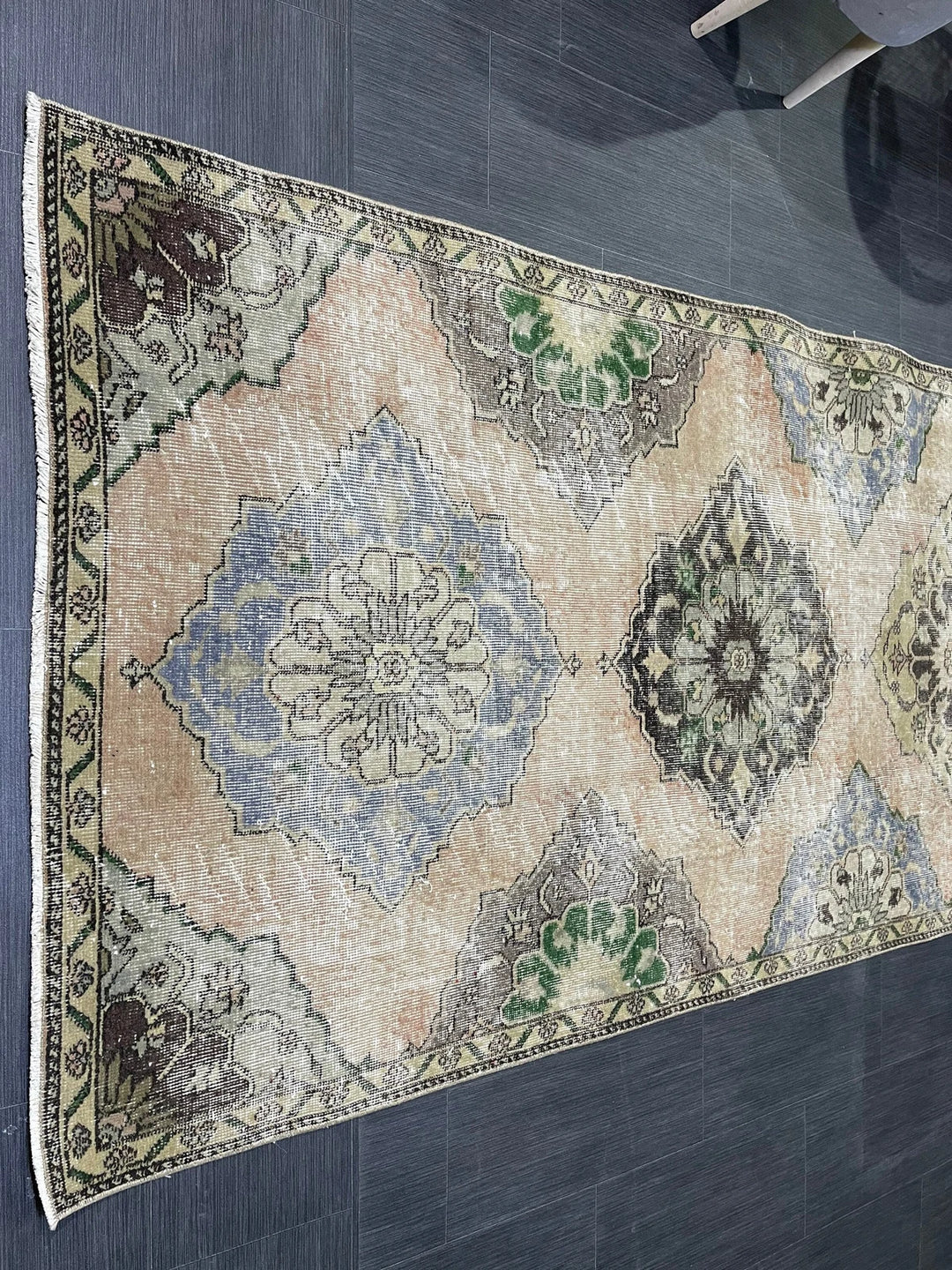 Beige Turkish Runner Rug 3' 9" x 11' 9" Hand-Knotted | No. WR74797