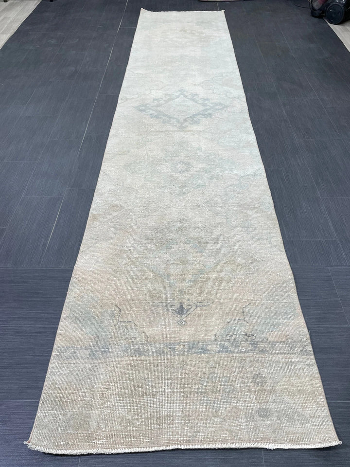 Tan Turkish Runner Rug 2' 9" x 12' 7" Hand-Knotted | No. WR75323