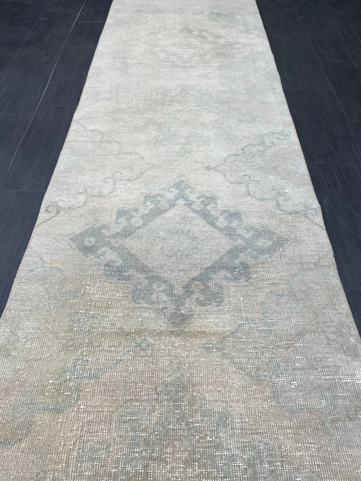 Tan Turkish Runner Rug 2' 9" x 12' 7" Hand-Knotted | No. WR75323