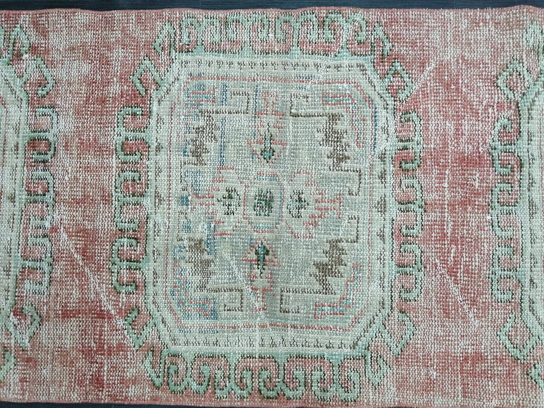 Beige Turkish Distressed Runner Rug 2' 5" x 10' 11" Hand-Knotted | No. WR75495