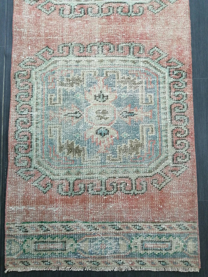 Beige Turkish Distressed Runner Rug 2' 5" x 10' 11" Hand-Knotted | No. WR75495