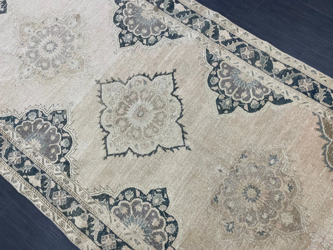 Beige Turkish Runner Rug 5' x 13' 6" Hand-Knotted | No. WR75502