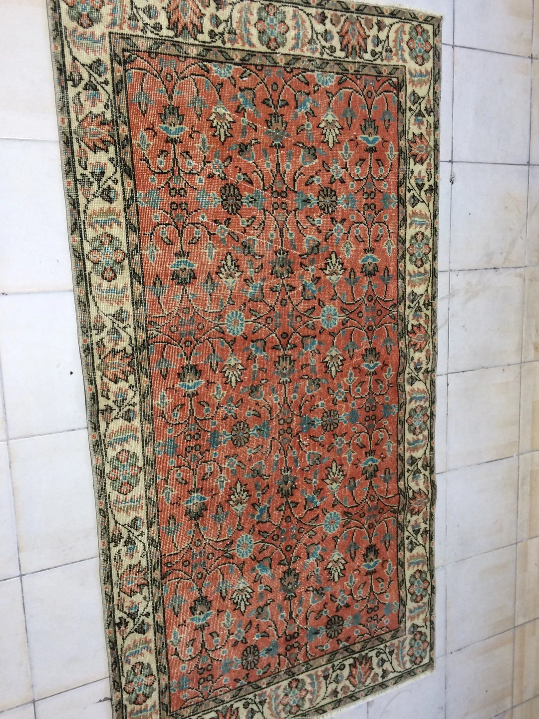 Orange Turkish Runner Rug 3' 6" x 7' Hand-Knotted | No. WR75770