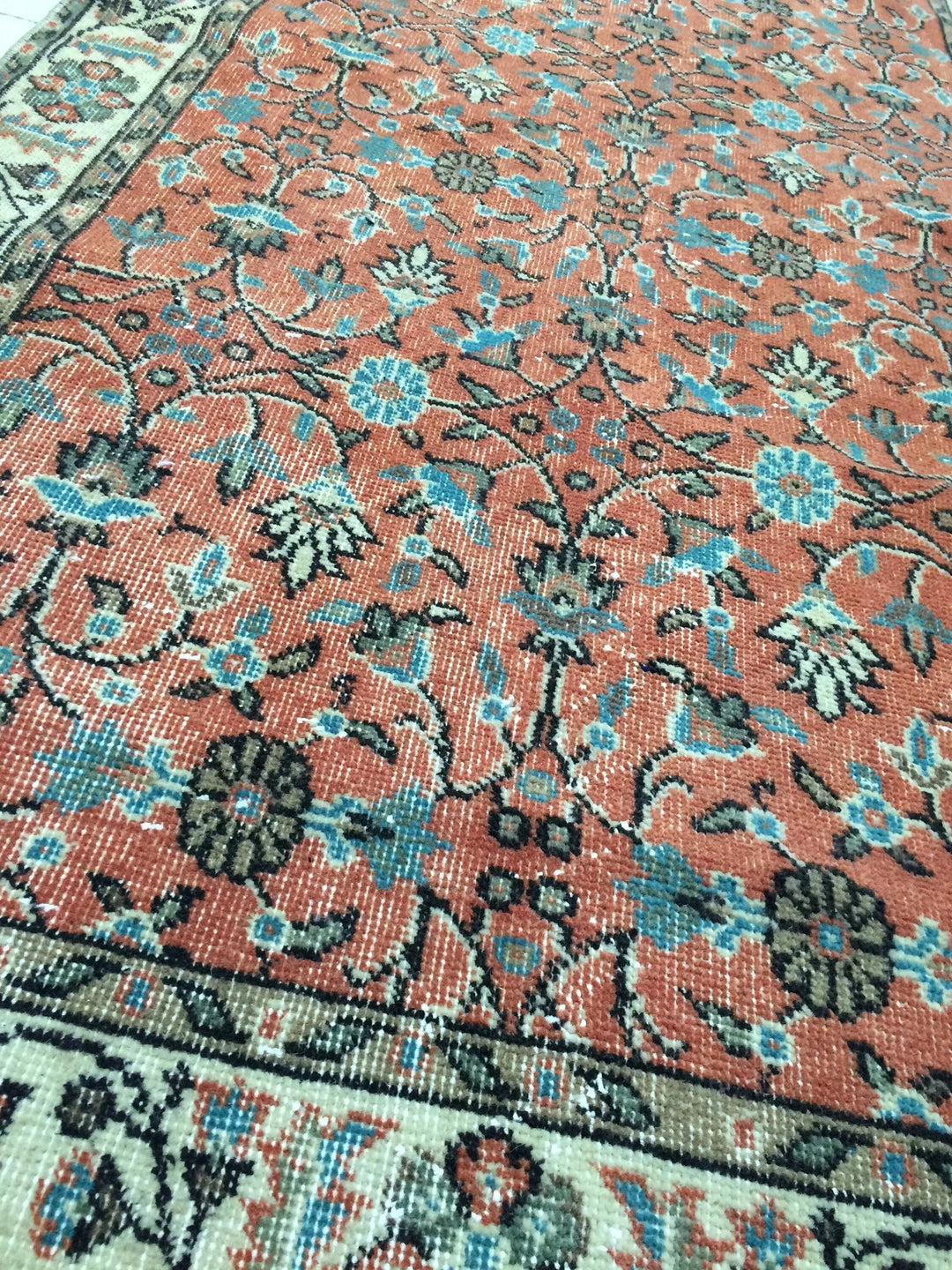 Orange Turkish Runner Rug 3' 6" x 7' Hand-Knotted | No. WR75770