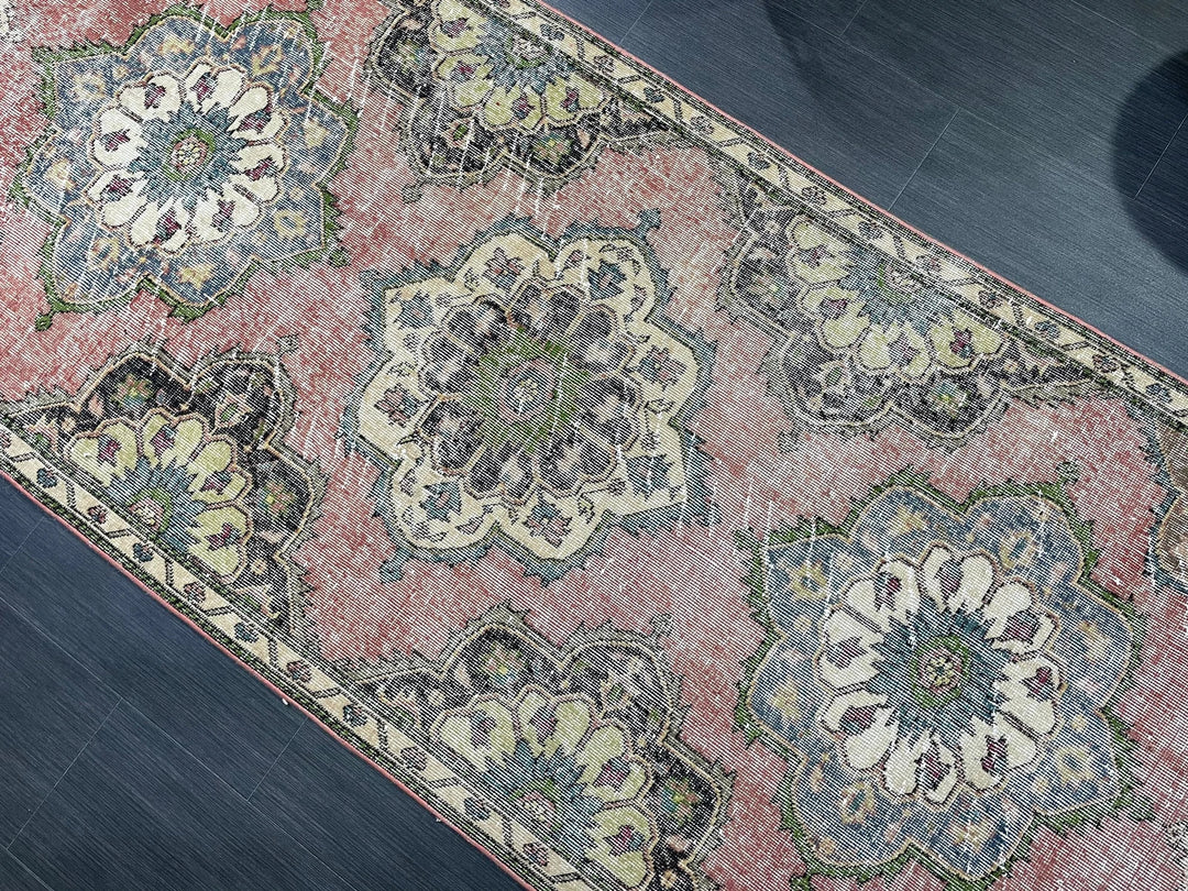 Beige Turkish Runner Rug 3' 7" x 12' 4" Hand-Knotted | No. WR75806