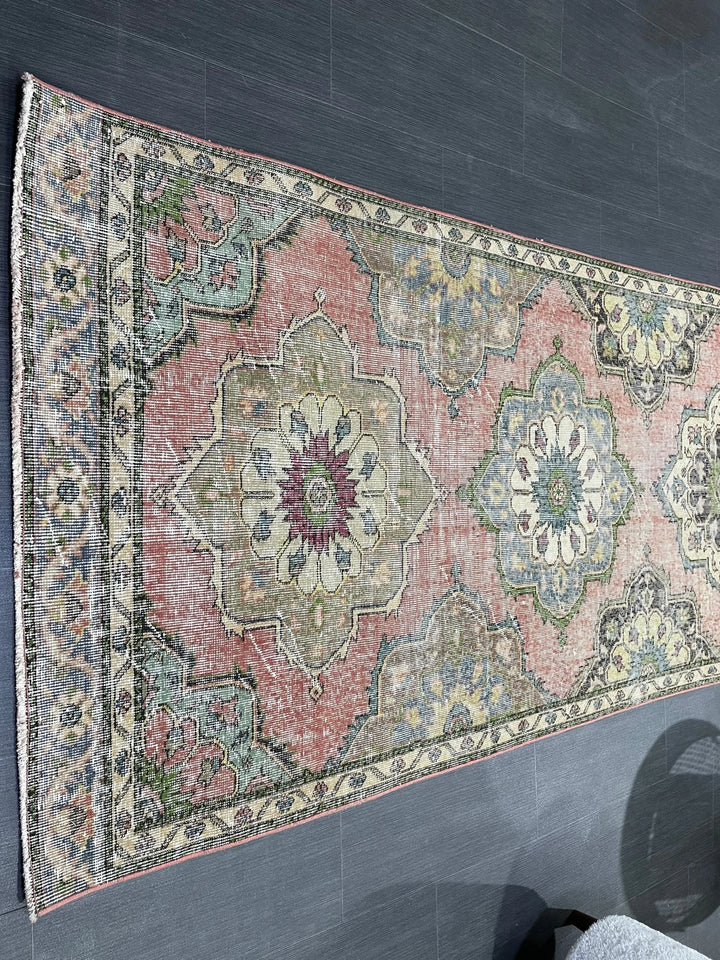 Beige Turkish Runner Rug 3' 7" x 12' 4" Hand-Knotted | No. WR75806