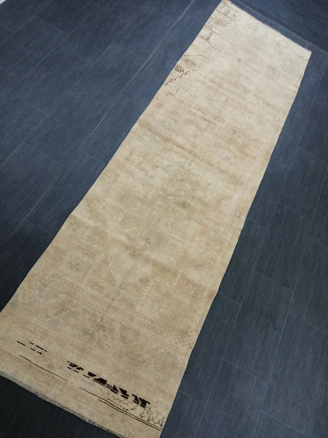 Beige Turkish Runner Rug 2' 9" x 9' 10" Hand-Knotted | No. WR75899
