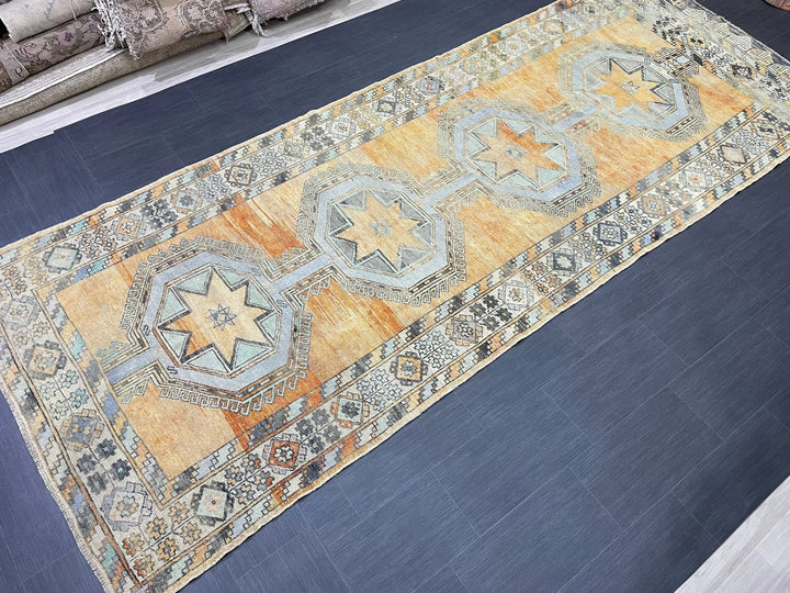 Turkish Runner Rug 4' 11" x 12' 7" Hand-Knotted | No. WR76077
