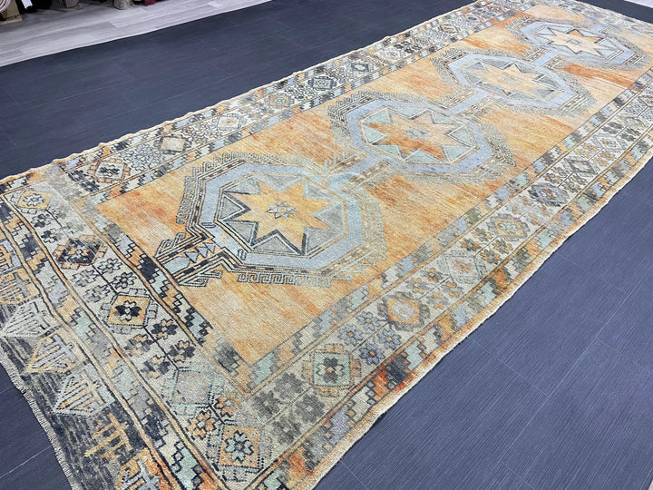 Turkish Runner Rug 4' 11" x 12' 7" Hand-Knotted | No. WR76077