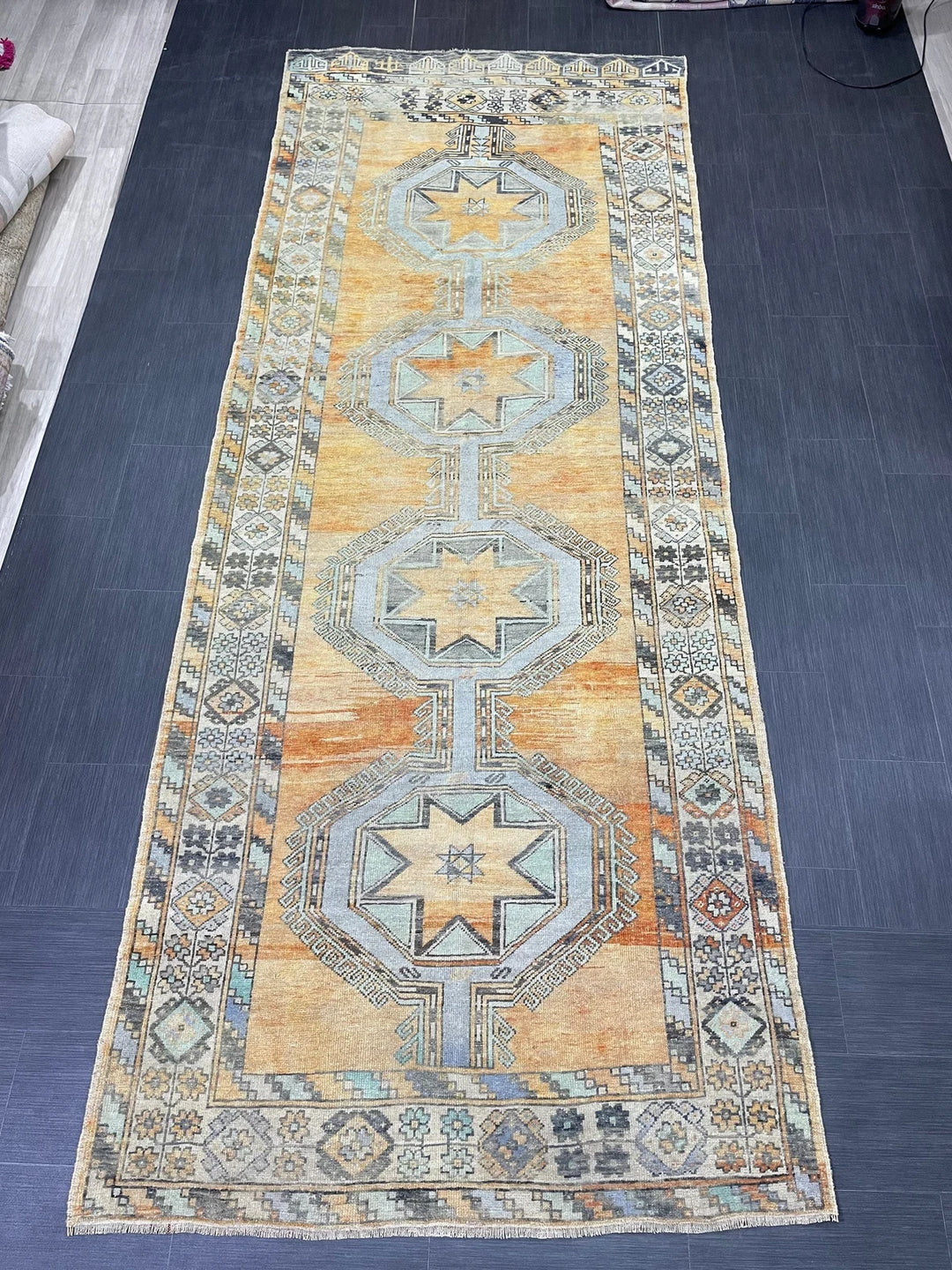 Turkish Runner Rug 4' 11" x 12' 7" Hand-Knotted | No. WR76077