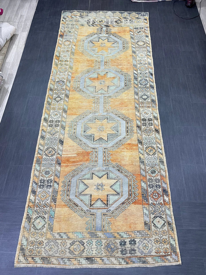 Turkish Runner Rug 4' 11" x 12' 7" Hand-Knotted | No. WR76077