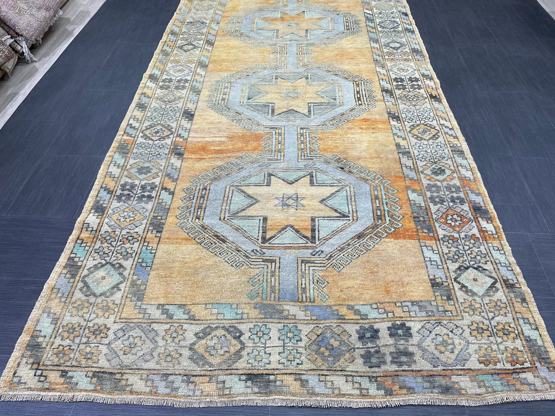 Turkish Runner Rug 4' 11" x 12' 7" Hand-Knotted | No. WR76077