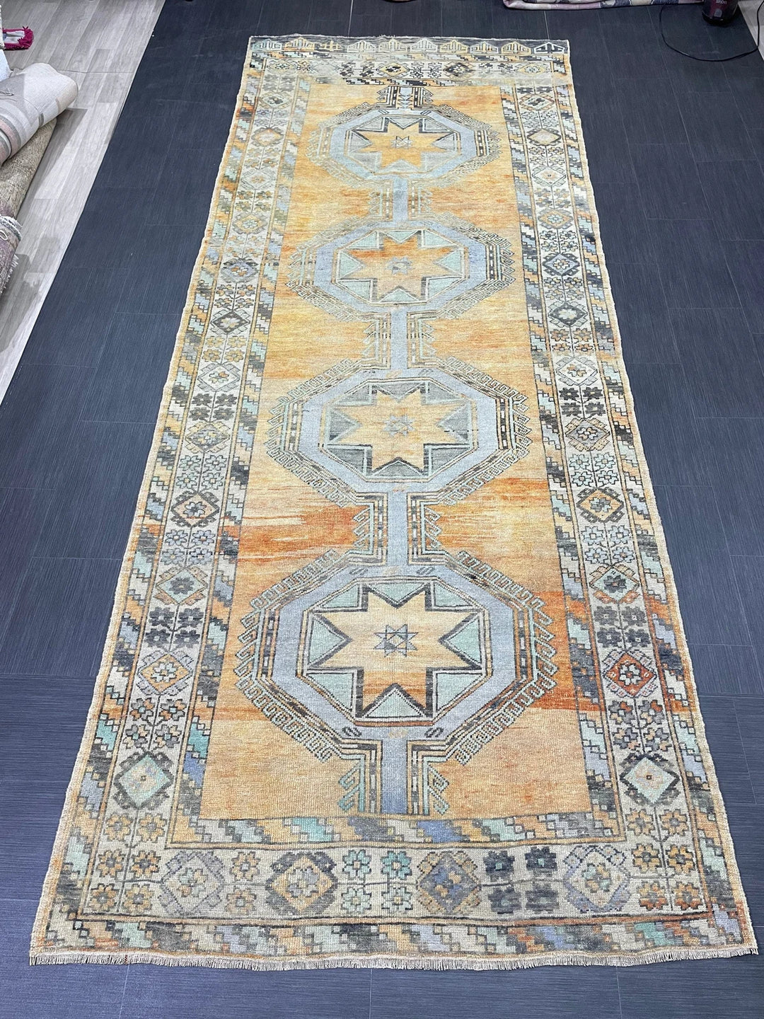 Turkish Runner Rug 4' 11" x 12' 7" Hand-Knotted | No. WR76077