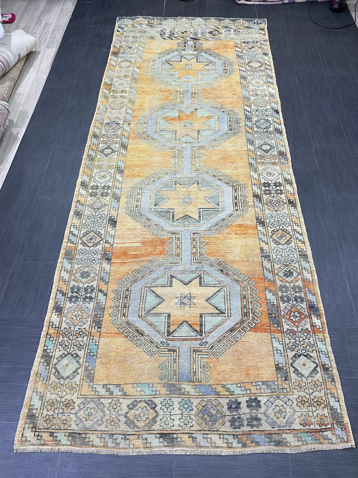 Turkish Runner Rug 4' 11" x 12' 7" Hand-Knotted | No. WR76077
