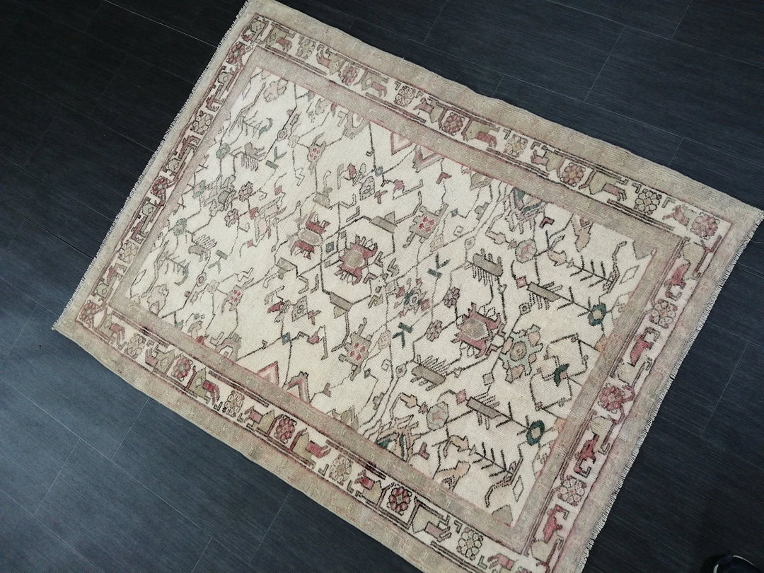 Turkish Runner Rug 4' x 5' 2" Hand-Knotted | No. WR76193