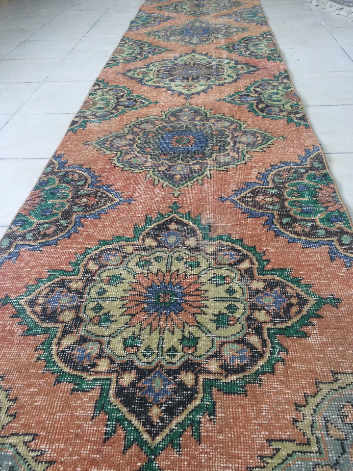 Rust Turkish Runner Rug 2' 10" x 12' 5" Hand-Knotted | No. WR76267
