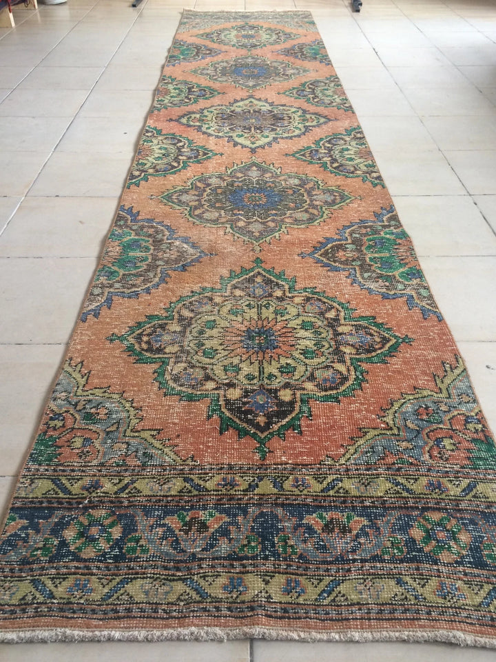 Rust Turkish Runner Rug 2' 10" x 12' 5" Hand-Knotted | No. WR76267