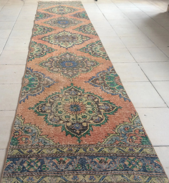 Rust Turkish Runner Rug 2' 10" x 12' 5" Hand-Knotted | No. WR76267