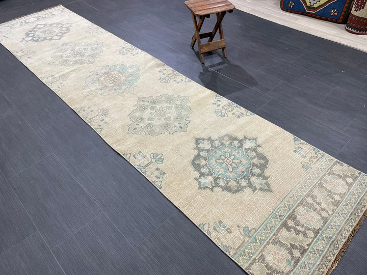Beige Turkish Runner Rug 2' 6" x 10' 6" Hand-Knotted | No. WR76341