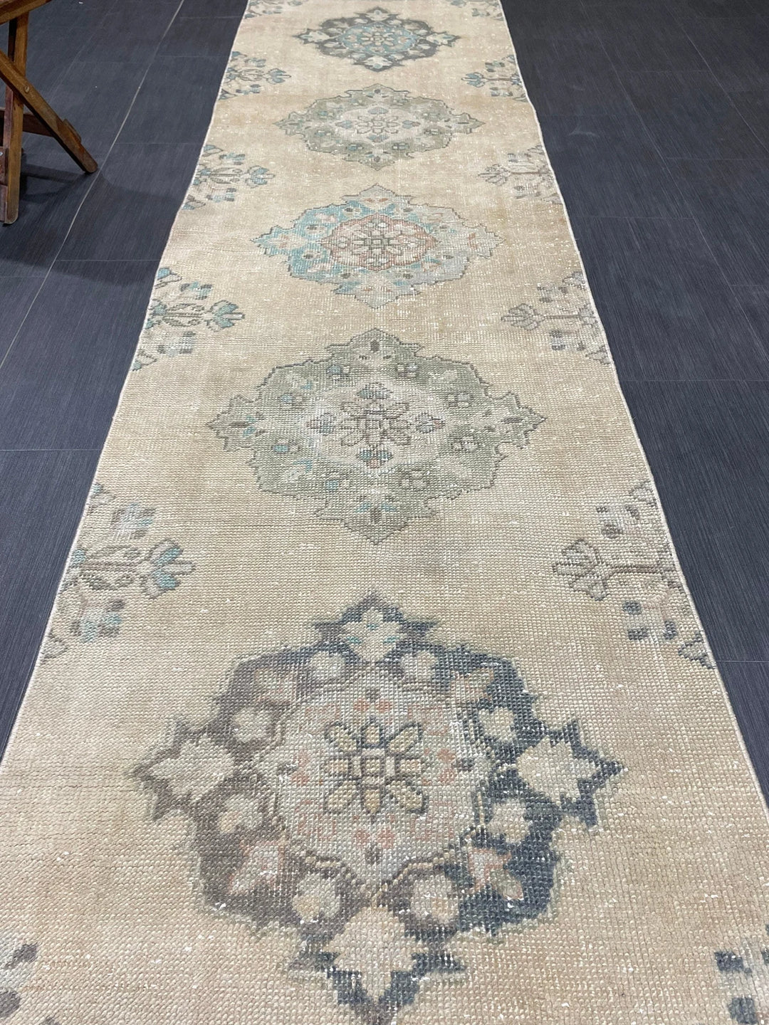 Beige Turkish Runner Rug 2' 6" x 10' 6" Hand-Knotted | No. WR76341