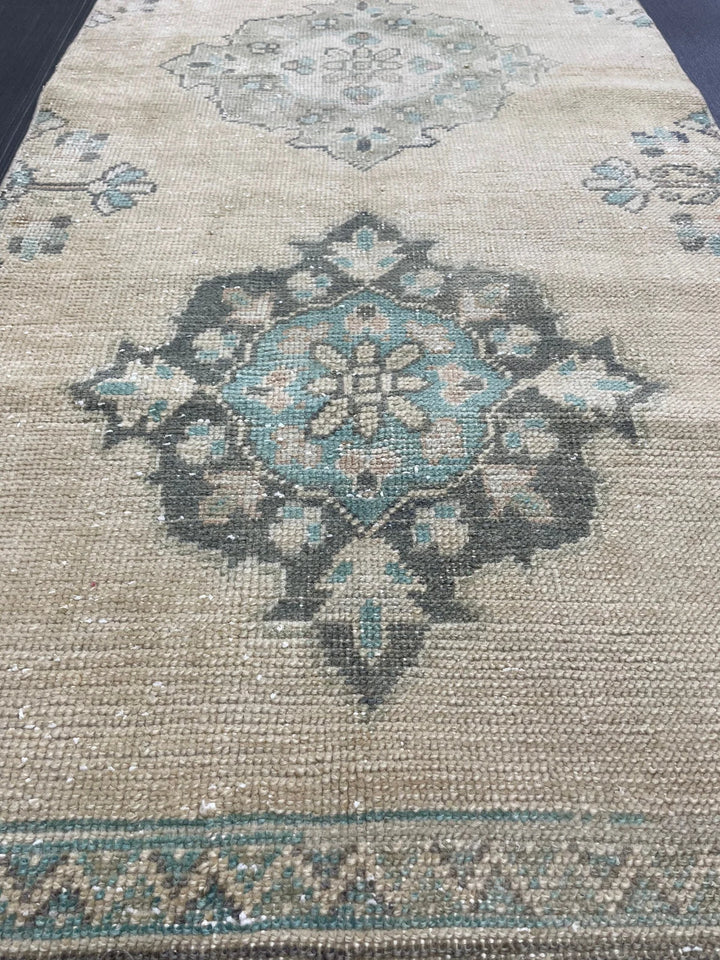 Beige Turkish Runner Rug 2' 6" x 10' 6" Hand-Knotted | No. WR76341