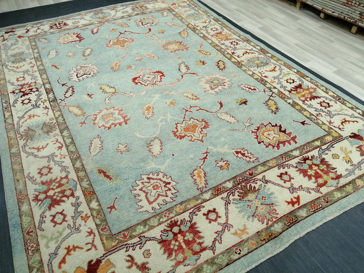 Beige Turkish Runner Rug 9' 4" x 12' 10" Hand-Knotted | No. WR76491