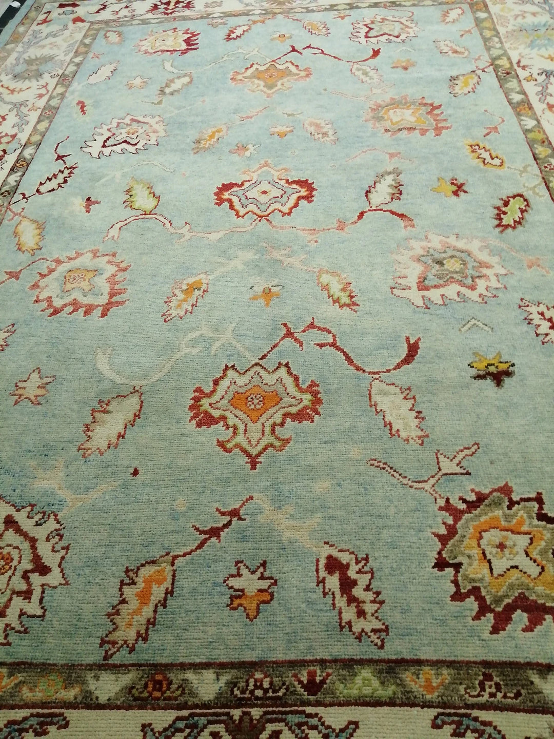 Beige Turkish Runner Rug 9' 4" x 12' 10" Hand-Knotted | No. WR76491