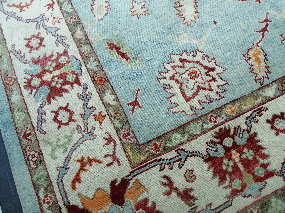 Beige Turkish Runner Rug 9' 4" x 12' 10" Hand-Knotted | No. WR76491