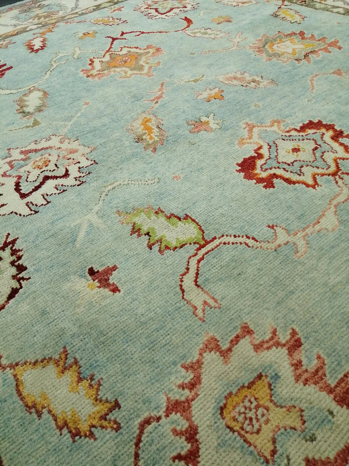 Beige Turkish Runner Rug 9' 4" x 12' 10" Hand-Knotted | No. WR76491
