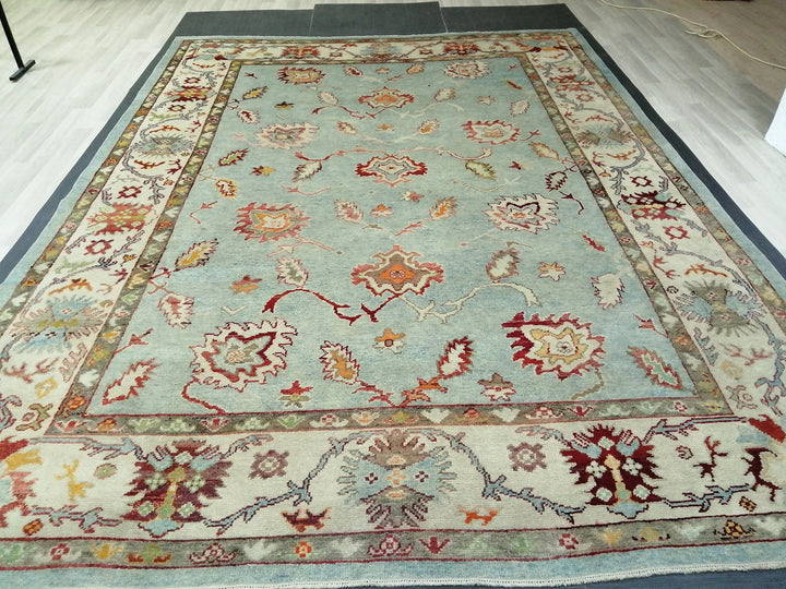 Beige Turkish Runner Rug 9' 4" x 12' 10" Hand-Knotted | No. WR76491