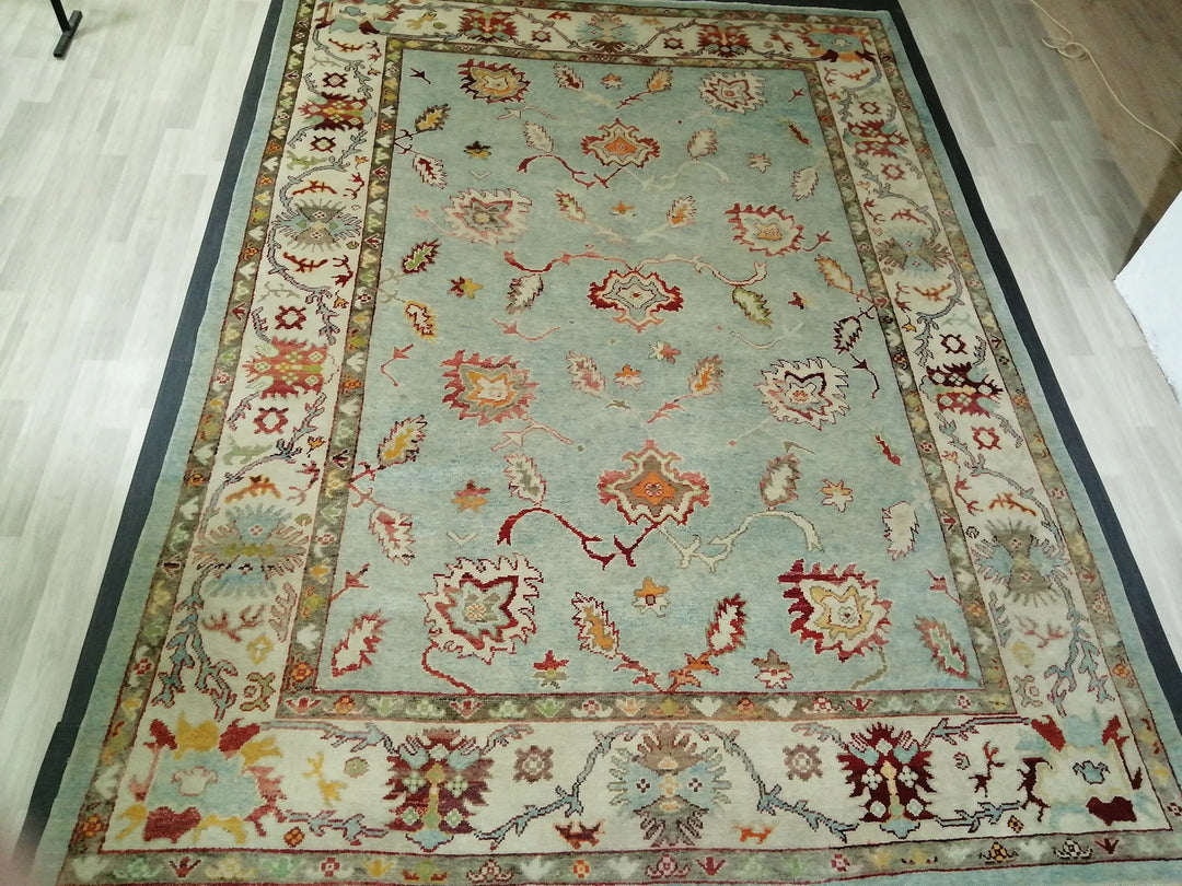 Beige Turkish Runner Rug 9' 4" x 12' 10" Hand-Knotted | No. WR76491