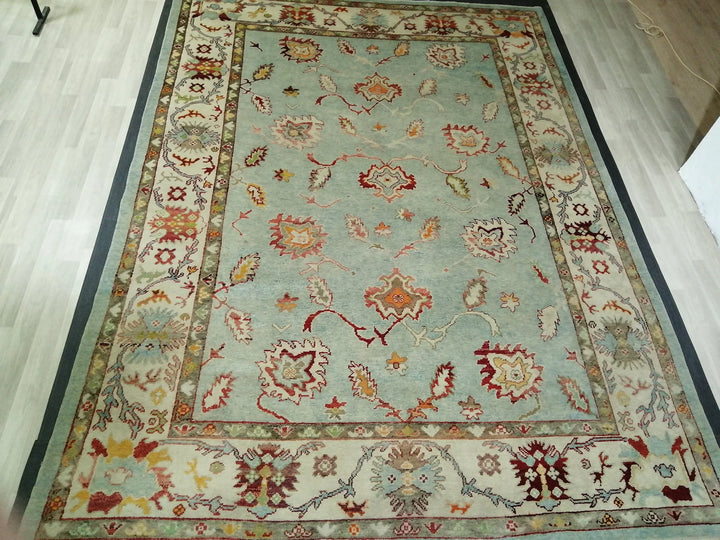 Beige Turkish Runner Rug 9' 4" x 12' 10" Hand-Knotted | No. WR76491