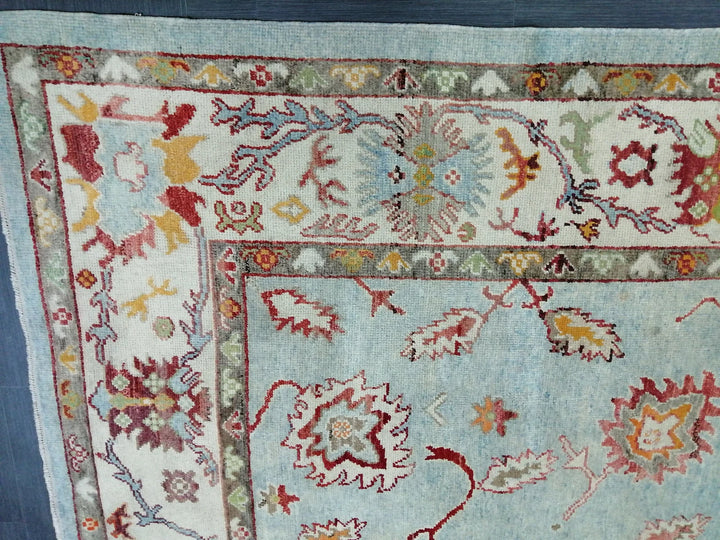 Beige Turkish Runner Rug 9' 4" x 12' 10" Hand-Knotted | No. WR76491
