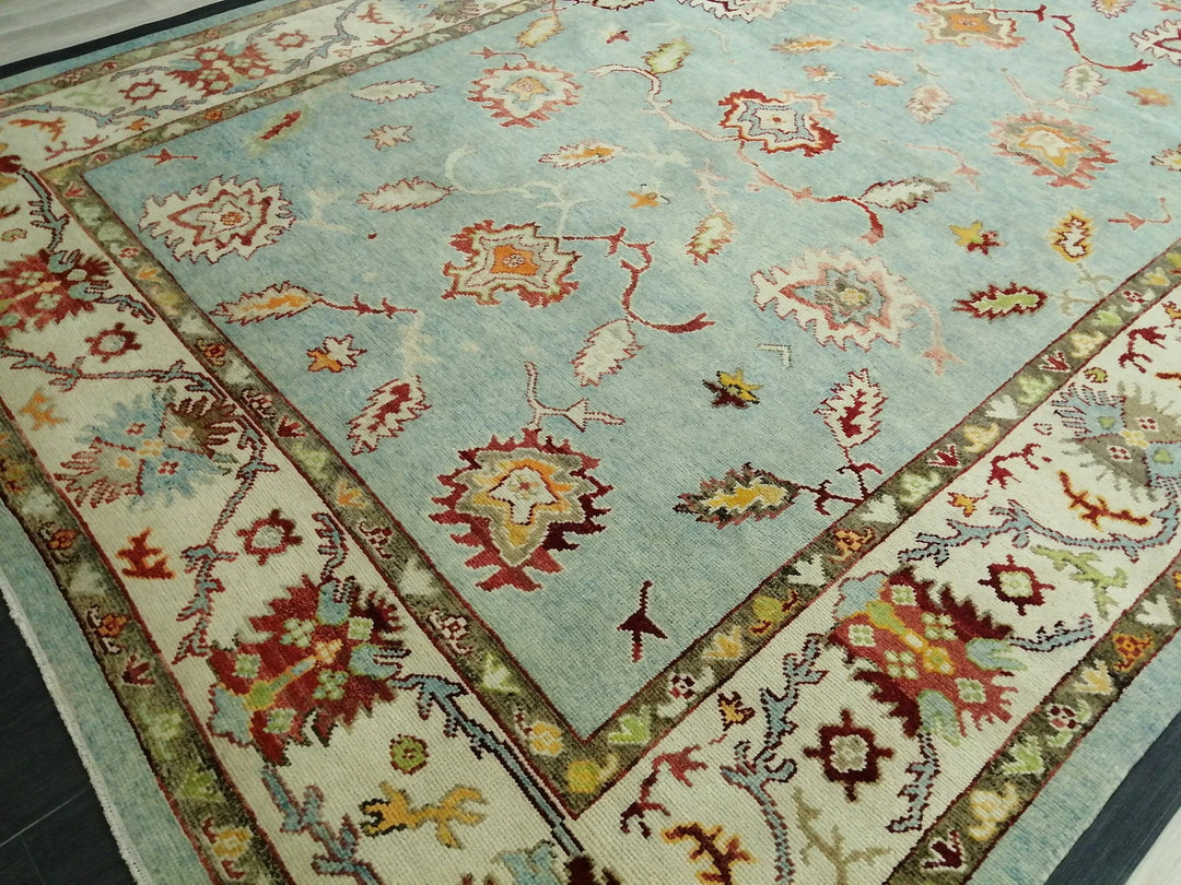 Beige Turkish Runner Rug 9' 4" x 12' 10" Hand-Knotted | No. WR76491