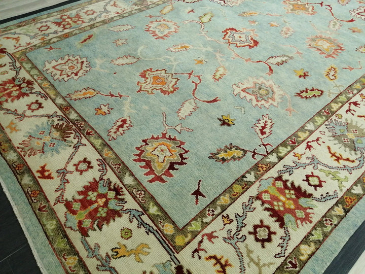 Beige Turkish Runner Rug 9' 4" x 12' 10" Hand-Knotted | No. WR76491