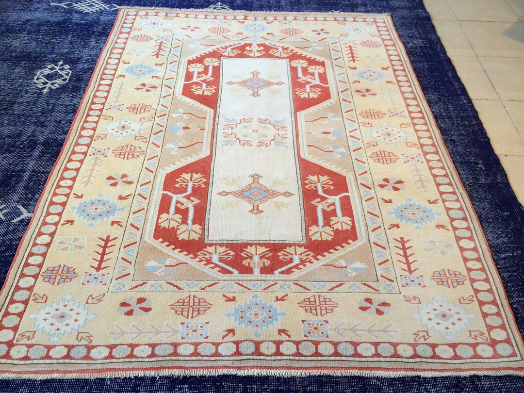 Turkish Vintage Rug 4' 6" x 5' 11" Hand-Knotted | No. WR76591