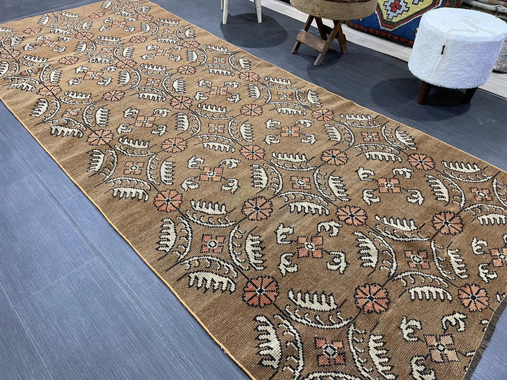 Green Turkish Runner Rug 4' 1" x 9' 11" Hand-Knotted | No. WR76652