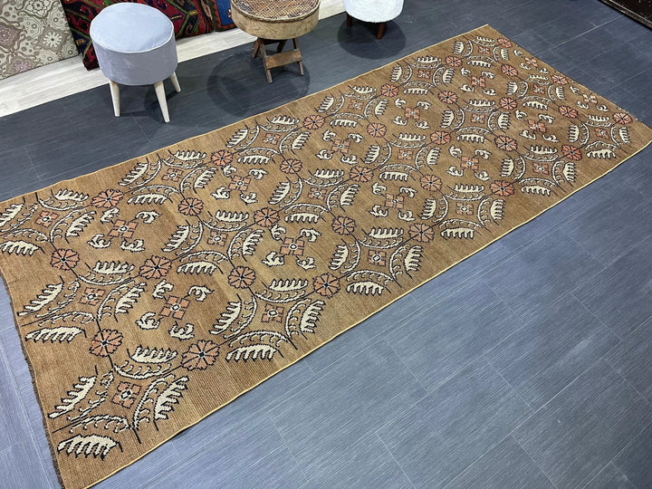 Green Turkish Runner Rug 4' 1" x 9' 11" Hand-Knotted | No. WR76652