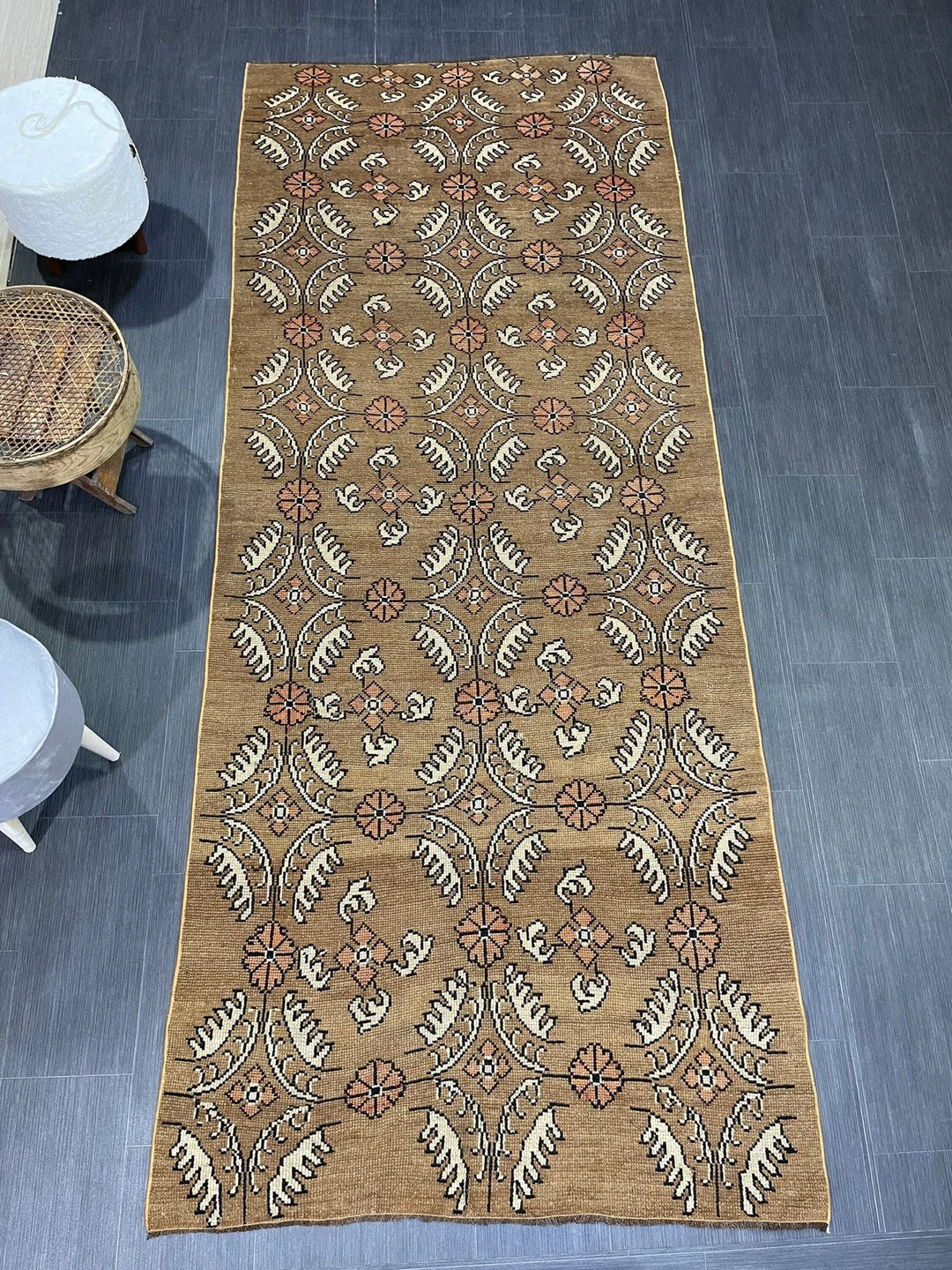 Green Turkish Runner Rug 4' 1" x 9' 11" Hand-Knotted | No. WR76652