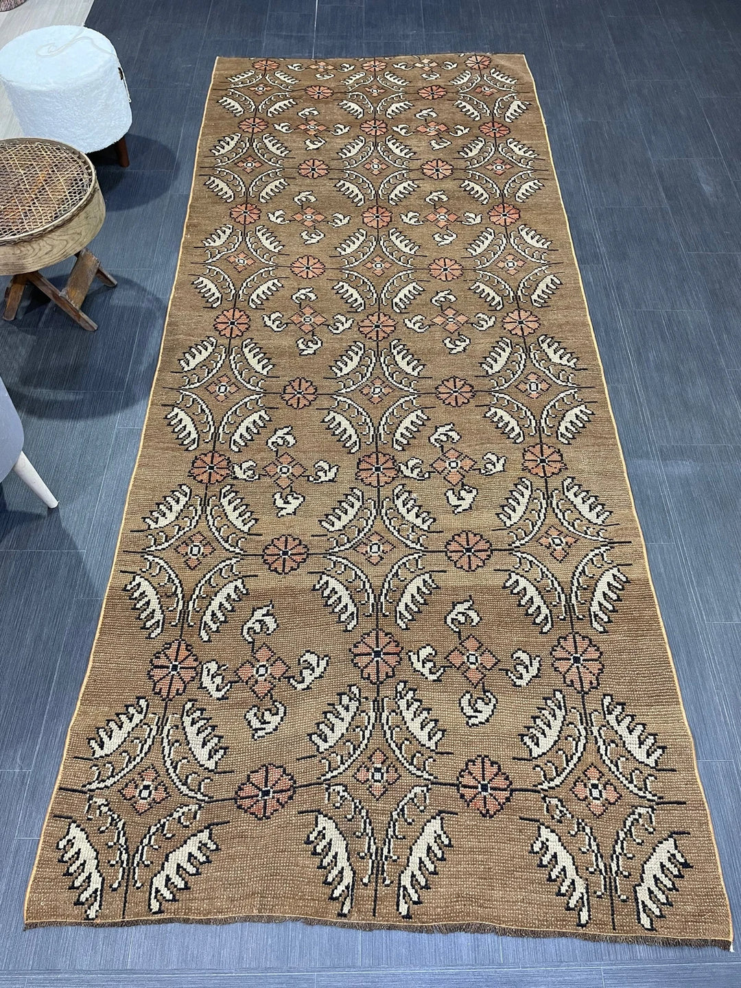 Green Turkish Runner Rug 4' 1" x 9' 11" Hand-Knotted | No. WR76652
