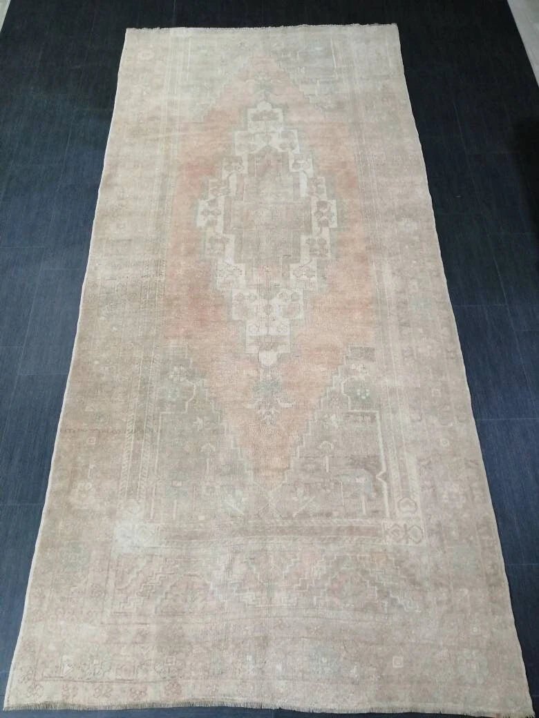Beige Turkish Runner Rug 5' 3" x 10' 9" Hand-Knotted | No. WR76908