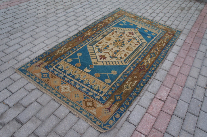 Blue Turkish Oushak Runner Rug 2'6" x 9'8" Hand-Knotted | No. WR76933