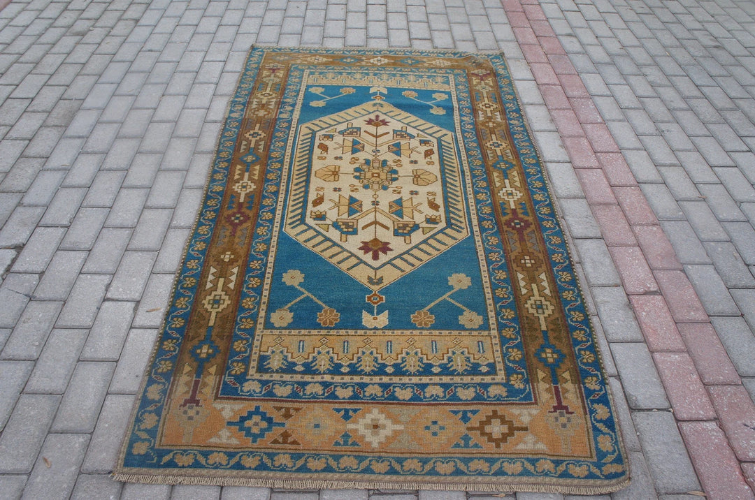 Blue Turkish Oushak Runner Rug 2'6" x 9'8" Hand-Knotted | No. WR76933