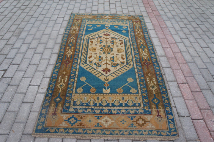 Blue Turkish Oushak Runner Rug 2'6" x 9'8" Hand-Knotted | No. WR76933