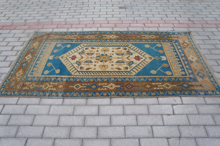Blue Turkish Oushak Runner Rug 2'6" x 9'8" Hand-Knotted | No. WR76933