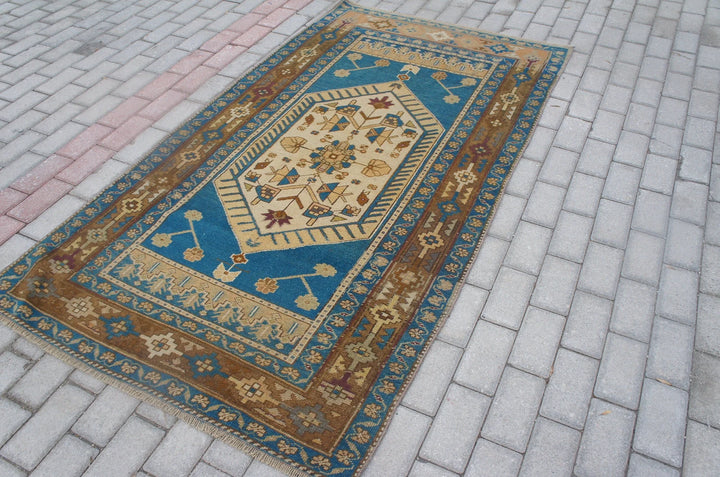 Blue Turkish Oushak Runner Rug 2'6" x 9'8" Hand-Knotted | No. WR76933