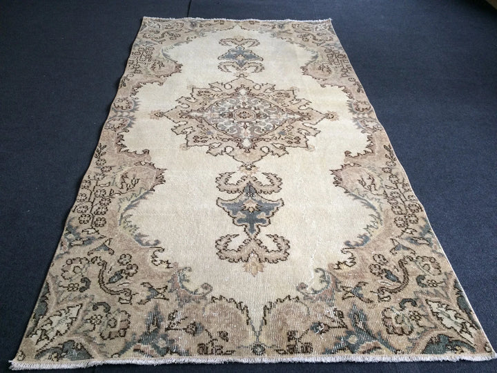Tan Turkish Oushak Rug Hand-Knotted | No. WR77256