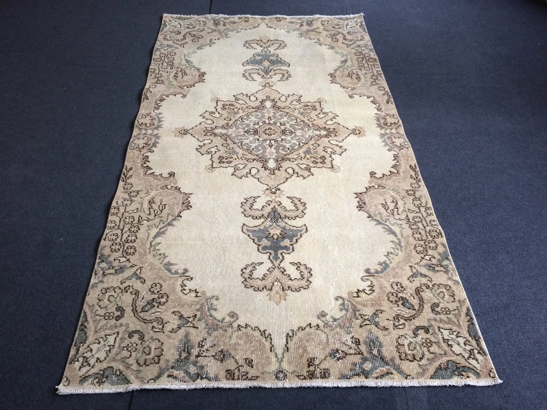Tan Turkish Oushak Rug Hand-Knotted | No. WR77256